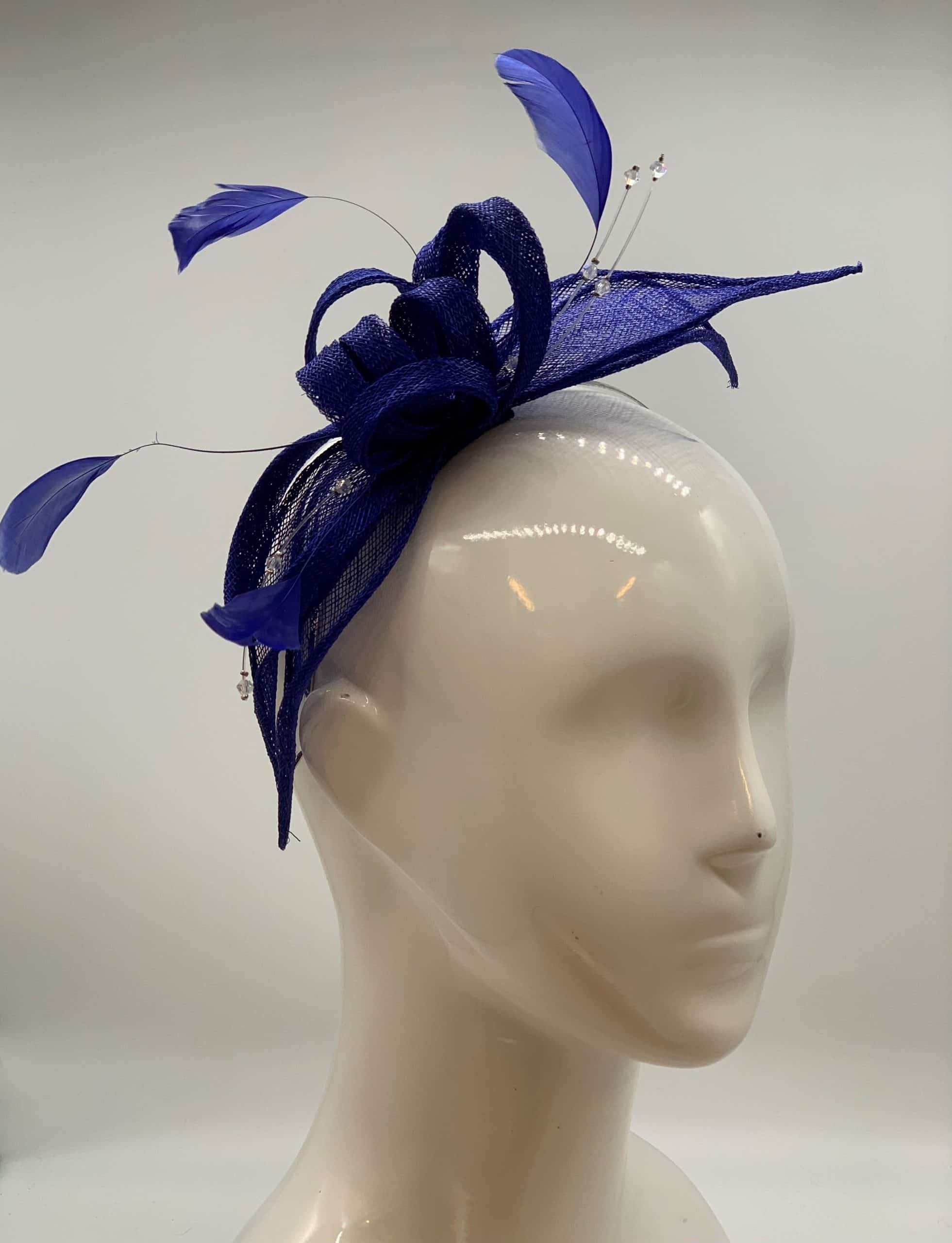 Cobalt Blue Sinamay Fascinator with 